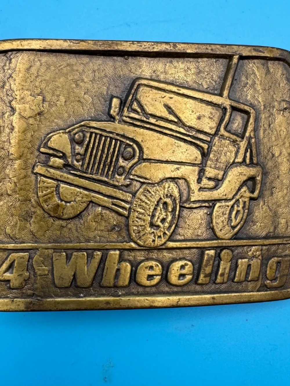 4-Wheeling Offroad Jeep Vintage Brass Belt Buckle